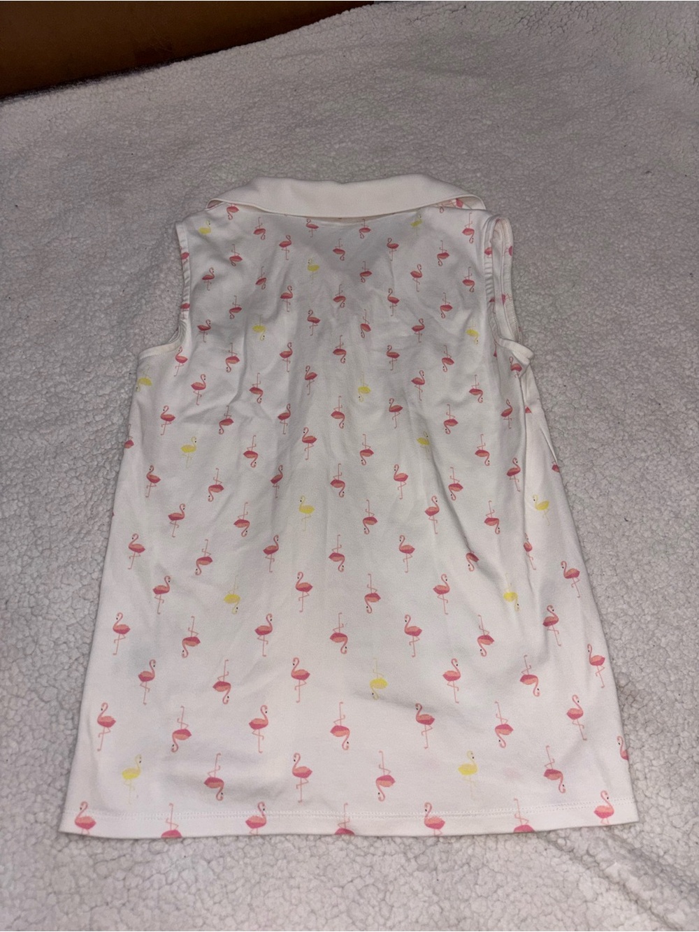 Lands' End White Sleeveless Polo with Pink Flamingo Print Size Small - Picture 4 of 4
